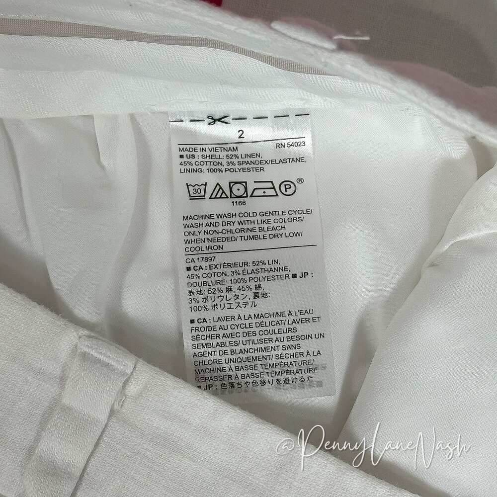 Banana Republic Avery Linen & Cotton Pants Size 2 White - Picture 14 of 14